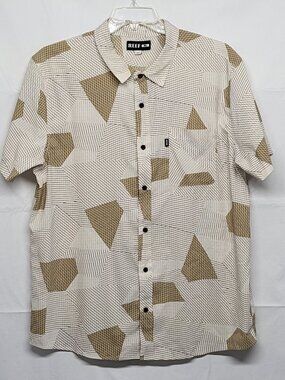Reef Mens Shirt Button Up XL Short Sleeve Geometric Print Nylon Blend